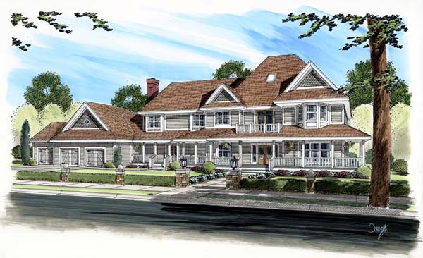 Country, Farmhouse House Plan 10768 with 5 Beds, 4 Baths, 3 Car Garage Elevation