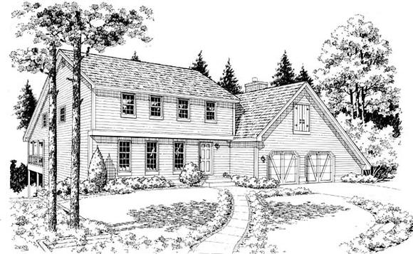 Colonial, Saltbox House Plan 10829 with 4 Beds, 3 Baths, 2 Car Garage Elevation