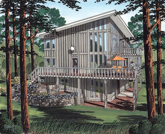 Cabin, Contemporary House Plan 19707 with 3 Beds, 2 Baths Elevation