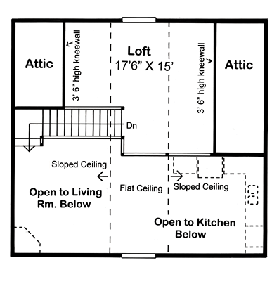 Cabin, Cottage House Plan 20000 with 2 Beds, 1 Baths Level Two