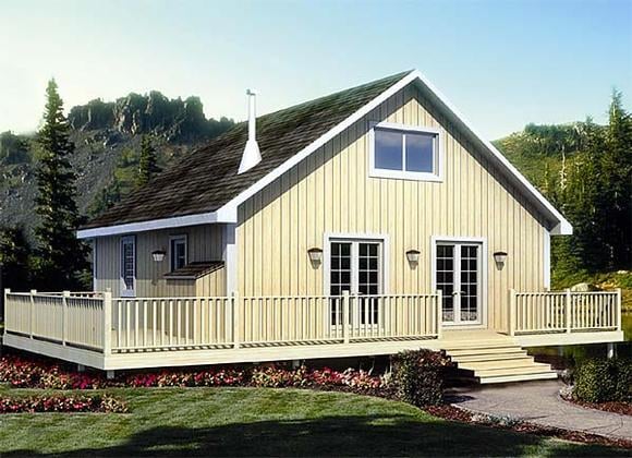 Cabin, Cottage House Plan 20000 with 2 Beds, 1 Baths Elevation