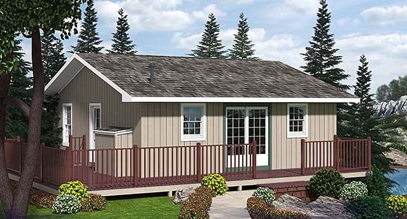 Cabin House Plan 20002 with 2 Beds, 1 Baths Elevation