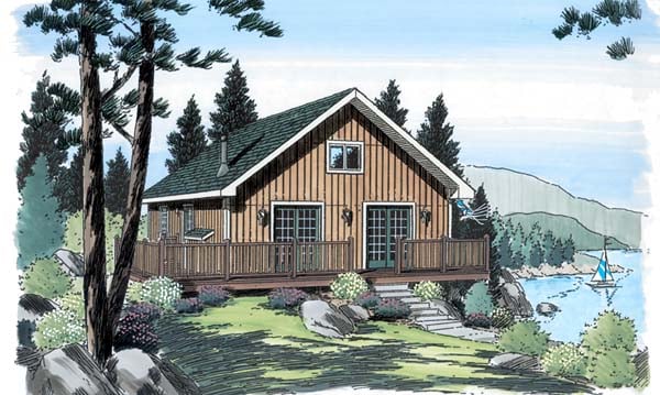 Cabin, Cottage, Traditional House Plan 20004 with 3 Beds, 1 Baths Elevation