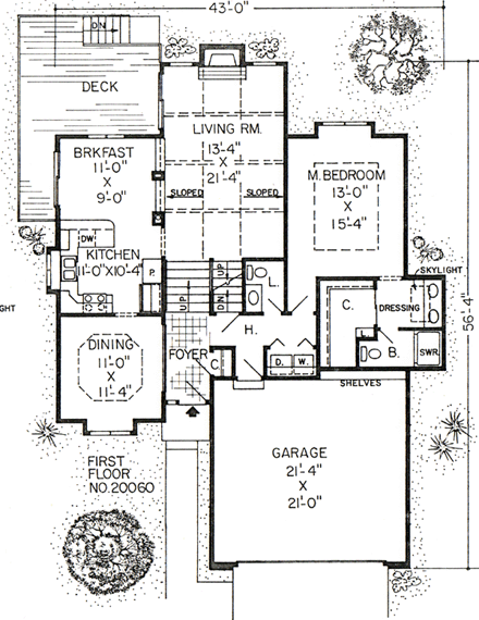 Traditional House Plan 20060 with 3 Beds, 3 Baths, 2 Car Garage First Level Plan