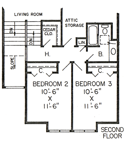 Traditional House Plan 20060 with 3 Beds, 3 Baths, 2 Car Garage Second Level Plan
