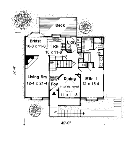 Bungalow, Country, One-Story, Traditional House Plan 20125 with 3 Beds, 3 Baths, 2 Car Garage First Level Plan