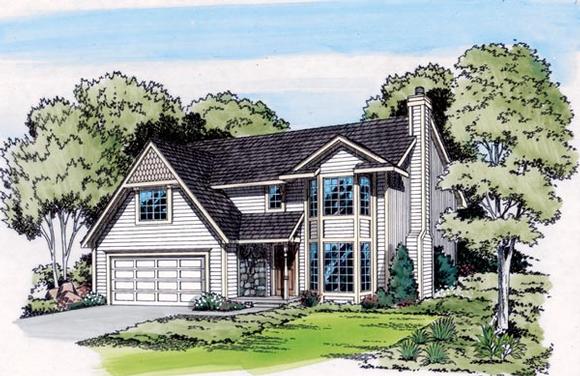 Contemporary, Retro, Traditional House Plan 20128 with 3 Beds, 3 Baths, 2 Car Garage Elevation