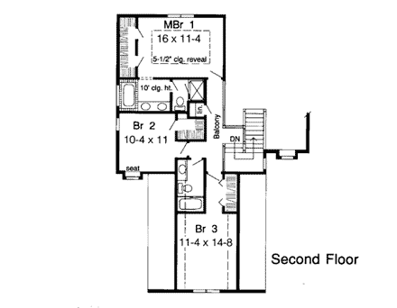 Country, Traditional House Plan 20133 with 3 Beds, 3 Baths, 2 Car Garage Second Level Plan