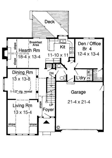 Traditional House Plan 20134 with 4 Beds, 3 Baths, 2 Car Garage First Level Plan
