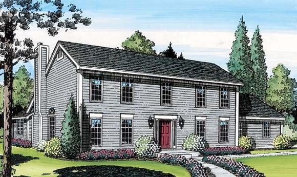 Colonial, Saltbox House Plan 20136 with 3 Beds, 3 Baths, 2 Car Garage Elevation