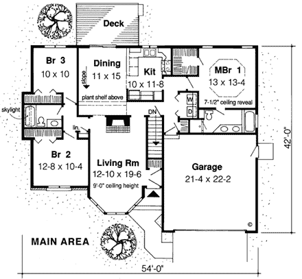 One-Story, Ranch, Traditional, Victorian House Plan 20139 with 3 Beds, 2 Baths, 2 Car Garage First Level Plan