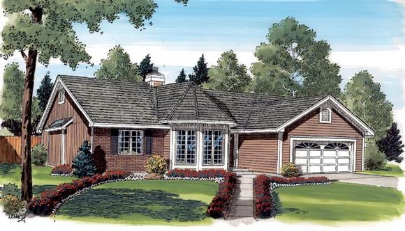 One-Story, Ranch, Traditional, Victorian House Plan 20139 with 3 Beds, 2 Baths, 2 Car Garage Elevation