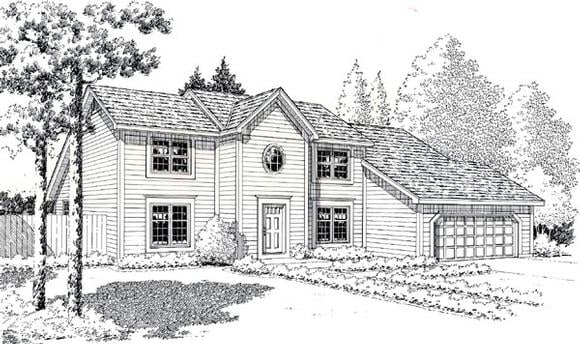 Colonial, Contemporary, Saltbox House Plan 20142 with 3 Beds, 3 Baths, 2 Car Garage Elevation