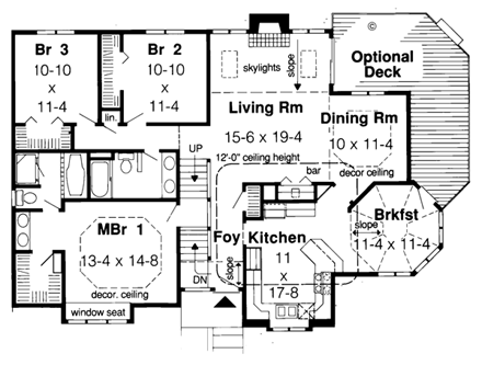 Contemporary, One-Story, Ranch, Retro, Traditional House Plan 20148 with 3 Beds, 2 Baths, 2 Car Garage First Level Plan