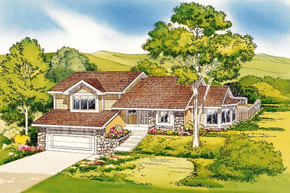 Contemporary, One-Story, Ranch, Retro, Traditional House Plan 20148 with 3 Beds, 2 Baths, 2 Car Garage Elevation