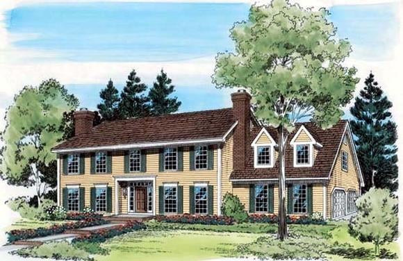 Colonial House Plan 20149 with 4 Beds, 3 Baths, 2 Car Garage Elevation