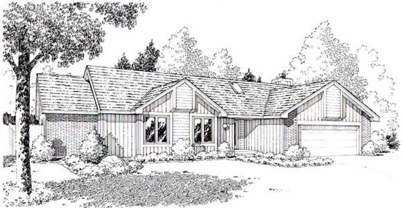 One-Story, Ranch, Retro, Traditional House Plan 20150 with 3 Beds, 2 Baths, 2 Car Garage Elevation