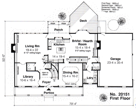 Colonial, Southern House Plan 20151 with 4 Beds, 5 Baths, 3 Car Garage First Level Plan