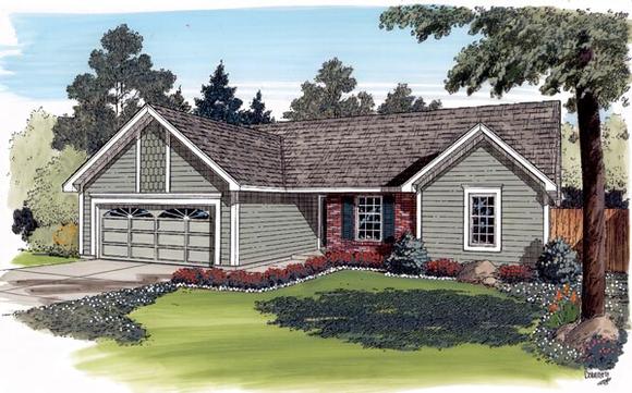 One-Story, Ranch, Traditional House Plan 20154 with 3 Beds, 2 Baths, 2 Car Garage Elevation