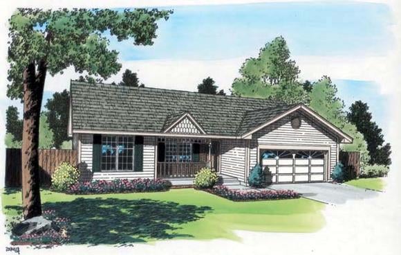 One-Story, Ranch, Traditional House Plan 20161 with 3 Beds, 2 Baths, 2 Car Garage Elevation