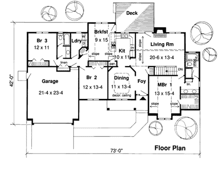 Country, One-Story, Ranch, Retro, Traditional House Plan 20183 with 3 Beds, 2 Baths, 2 Car Garage First Level Plan