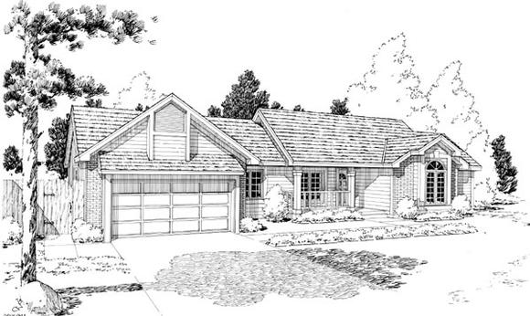 Country, One-Story, Ranch, Retro, Traditional House Plan 20183 with 3 Beds, 2 Baths, 2 Car Garage Elevation