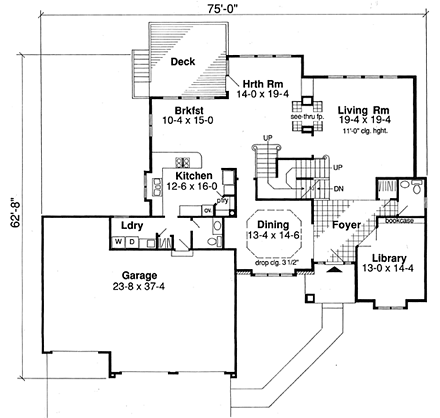 European, Traditional House Plan 20206 with 3 Beds, 5 Baths, 3 Car Garage First Level Plan