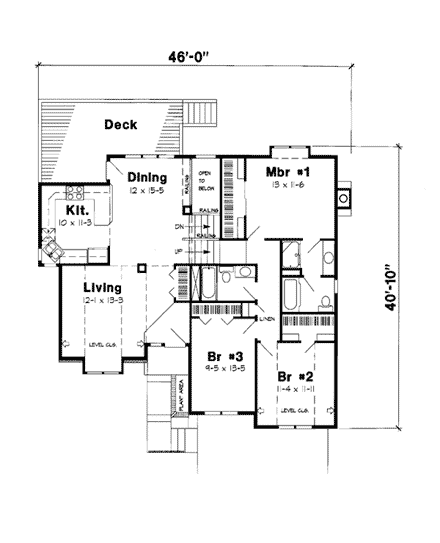 Traditional House Plan 20218 with 3 Beds, 3 Baths, 2 Car Garage First Level Plan