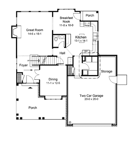 Traditional House Plan 20226 with 3 Beds, 3 Baths, 2 Car Garage First Level Plan