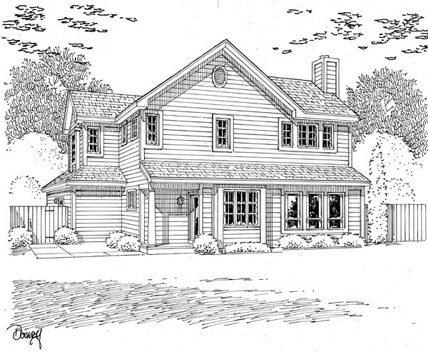 Traditional House Plan 20226 with 3 Beds, 3 Baths, 2 Car Garage Rear Elevation