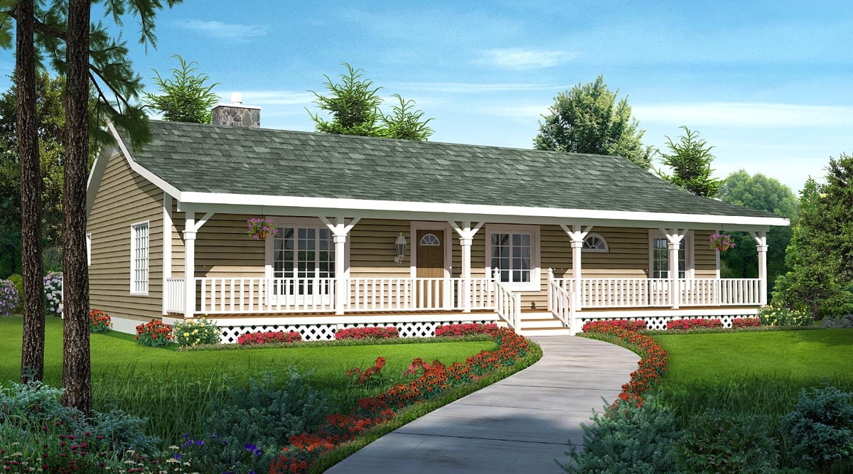 Country, Ranch, Traditional House Plan 20227 with 3 Beds, 2 Baths Elevation