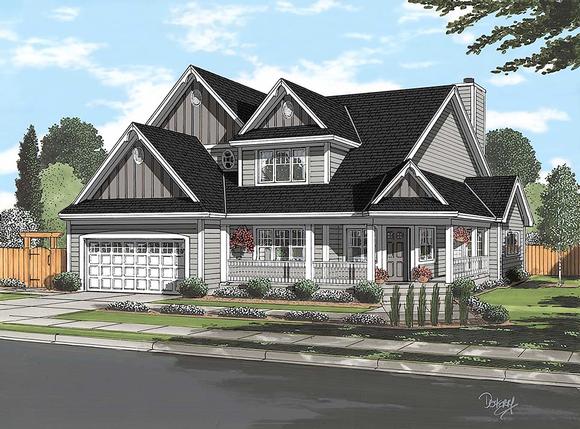Country, Farmhouse, Southern, Traditional House Plan 20228 with 3 Beds, 3 Baths, 2 Car Garage Elevation