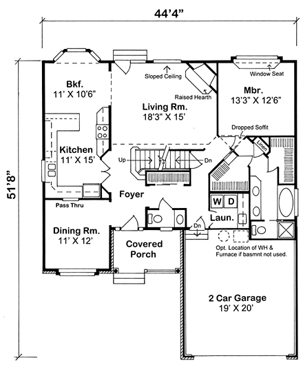 Traditional House Plan 20230 with 4 Beds, 3 Baths, 2 Car Garage First Level Plan