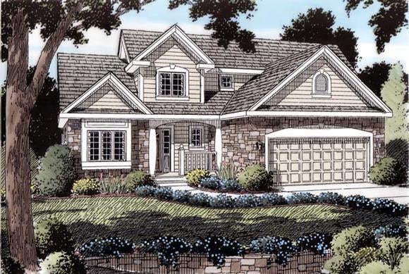 Traditional House Plan 20230 with 4 Beds, 3 Baths, 2 Car Garage Elevation