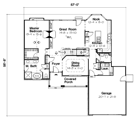 Country, Farmhouse, Traditional House Plan 20231 with 4 Beds, 3 Baths, 2 Car Garage First Level Plan