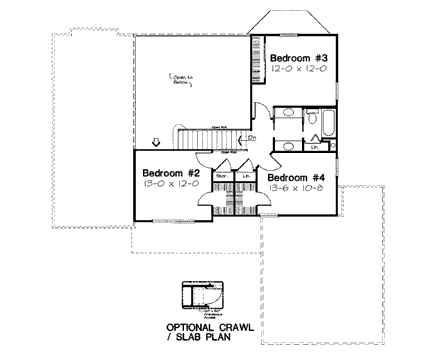Country, Farmhouse, Traditional House Plan 20231 with 4 Beds, 3 Baths, 2 Car Garage Second Level Plan