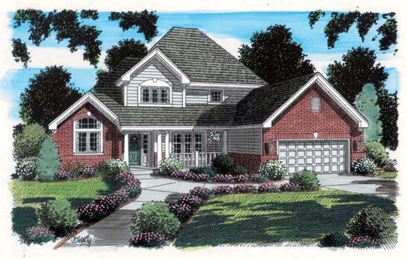 Country, Farmhouse, Traditional House Plan 20231 with 4 Beds, 3 Baths, 2 Car Garage Elevation