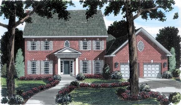 Colonial House Plan 20233 with 4 Beds, 3 Baths, 2 Car Garage Elevation