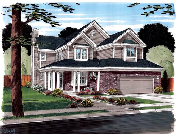 Contemporary, Traditional House Plan 20235 with 3 Beds, 3 Baths, 2 Car Garage Elevation