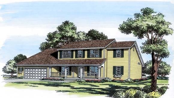 Colonial, Country, Saltbox House Plan 20404 with 5 Beds, 4 Baths, 2 Car Garage Elevation