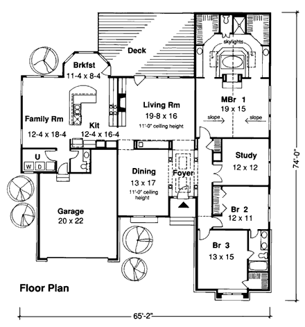 European, One-Story, Traditional House Plan 20407 with 3 Beds, 3 Baths, 2 Car Garage First Level Plan