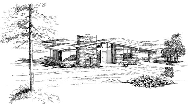 Contemporary, Retro House Plan 21122 with 2 Beds, 1 Baths, 1 Car Garage Elevation