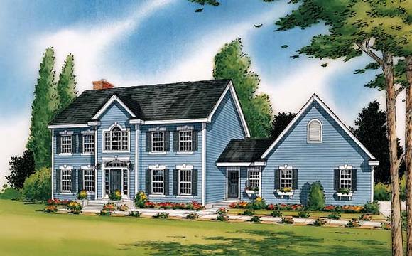 Colonial, Traditional House Plan 24246 with 3 Beds, 3 Baths, 2 Car Garage Elevation