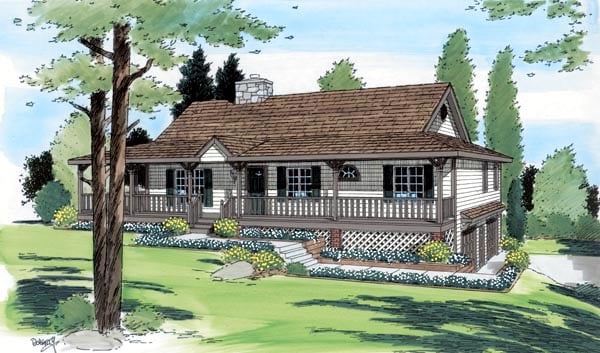 Country, Ranch House Plan 24249 with 3 Beds, 2 Baths, 2 Car Garage Elevation