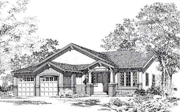 Bungalow, Craftsman, One-Story, Traditional House Plan 24257 with 3 Beds, 2 Baths, 2 Car Garage Elevation