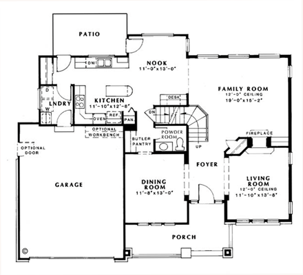 Bungalow, Craftsman, European House Plan 24262 with 4 Beds, 3 Baths, 2 Car Garage First Level Plan