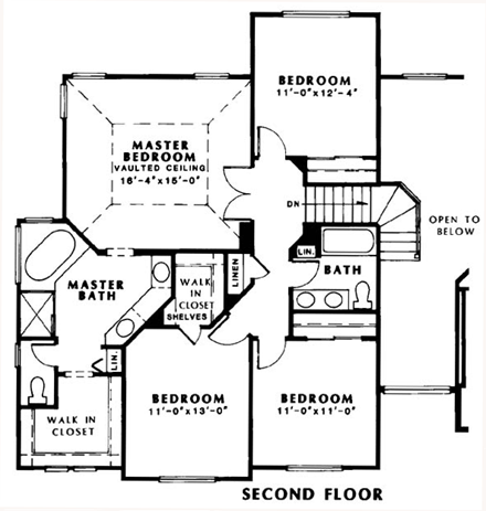 Bungalow, Craftsman, European House Plan 24262 with 4 Beds, 3 Baths, 2 Car Garage Second Level Plan