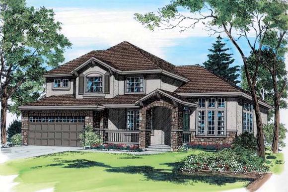 Craftsman, European, French Country House Plan 24264 with 4 Beds, 3 Baths, 2 Car Garage Elevation