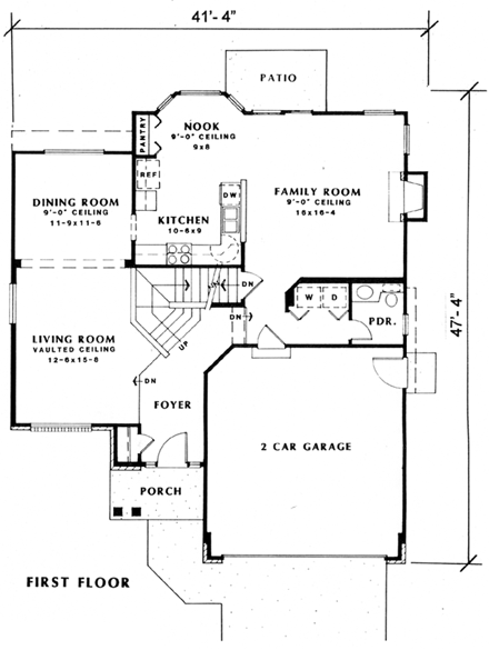 Traditional House Plan 24268 with 3 Beds, 3 Baths, 2 Car Garage First Level Plan