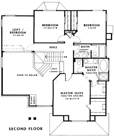 Traditional House Plan 24268 with 3 Beds, 3 Baths, 2 Car Garage Second Level Plan